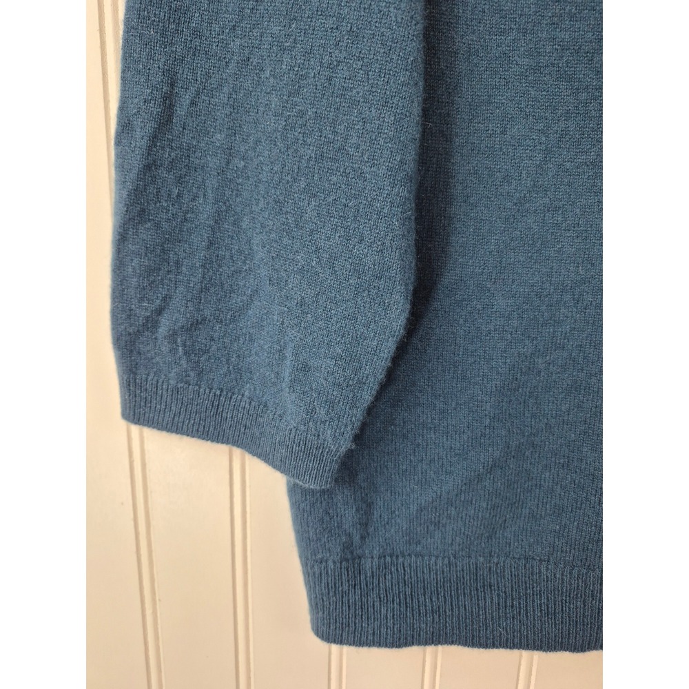 Talbots 100% Pure Cashmere Sweater XLP Teal Blue Crew Neck 3/4 Sleeve Knit - Picture 5 of 9